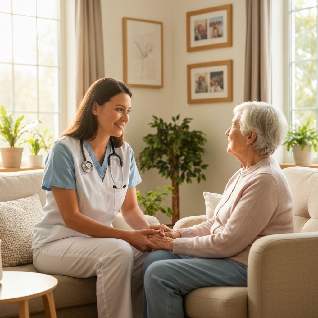 Compassionate doctor providing in-home care to a patient